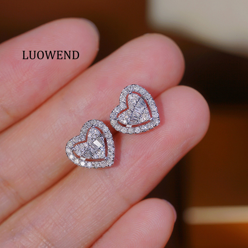 Diamond Stud Earrings - LUOWEND 100% 18K White Gold Earrings