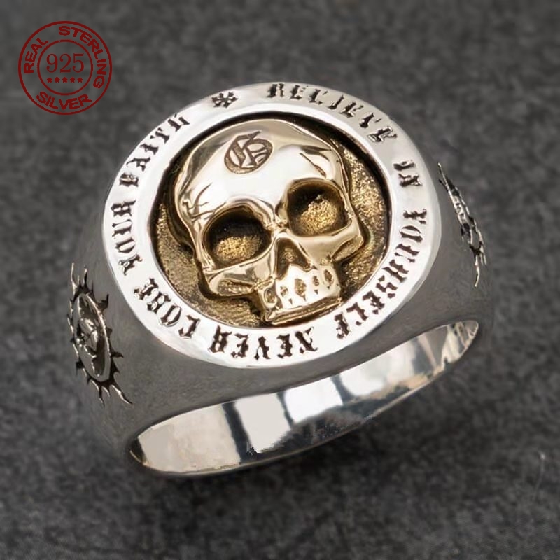 Gothic Skull Ring - S925 Sterling Silver Fashion Men and