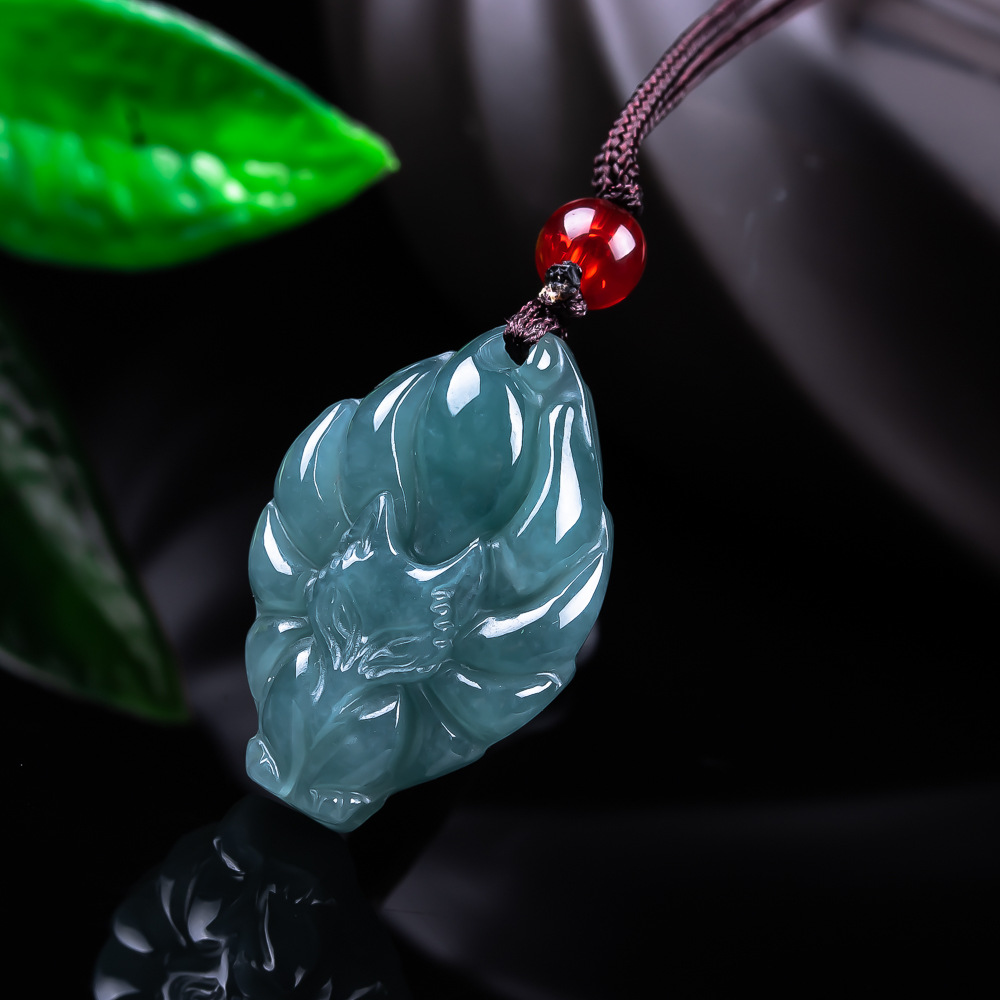Jewelry & Watches Sp Zo O - Natural Burmese Jadeite Fox Pendant Necklace