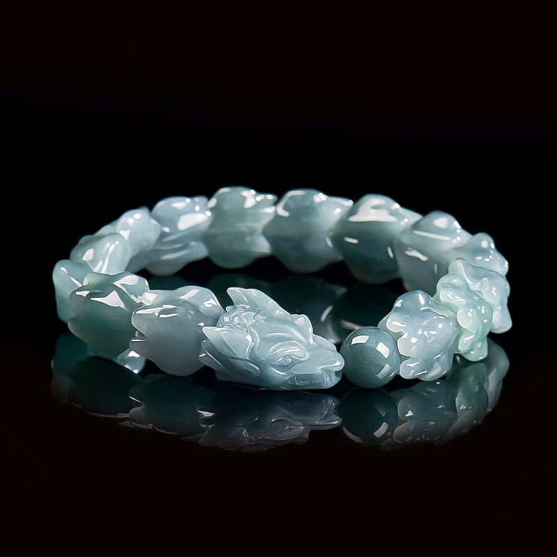 Jewelry & Watches Sp Zo O - Blue Burmese Jadeite Dragon Bracelet Carved