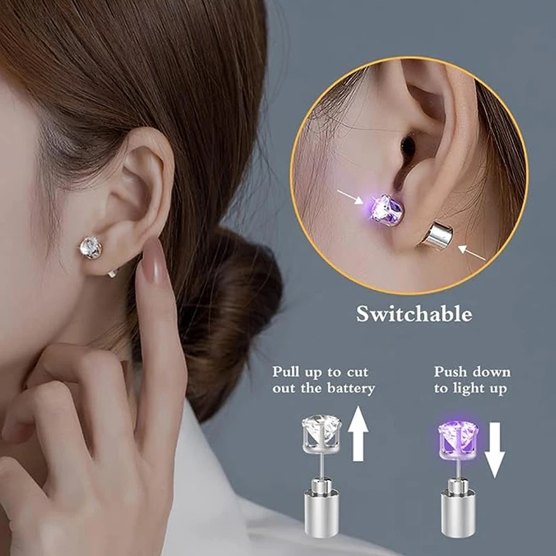 1 Pair Led Light Up Ear Stud B - Diamond Stud Earrings recension och pris