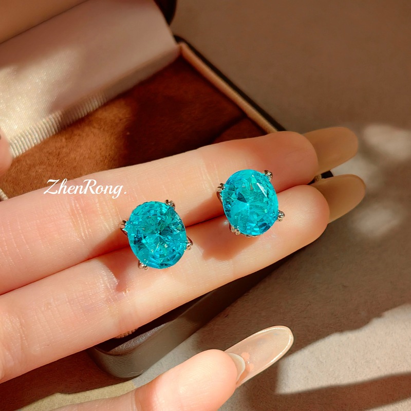 Mint green Paraiba pendant nec - Diamond Stud Earrings recension och pris