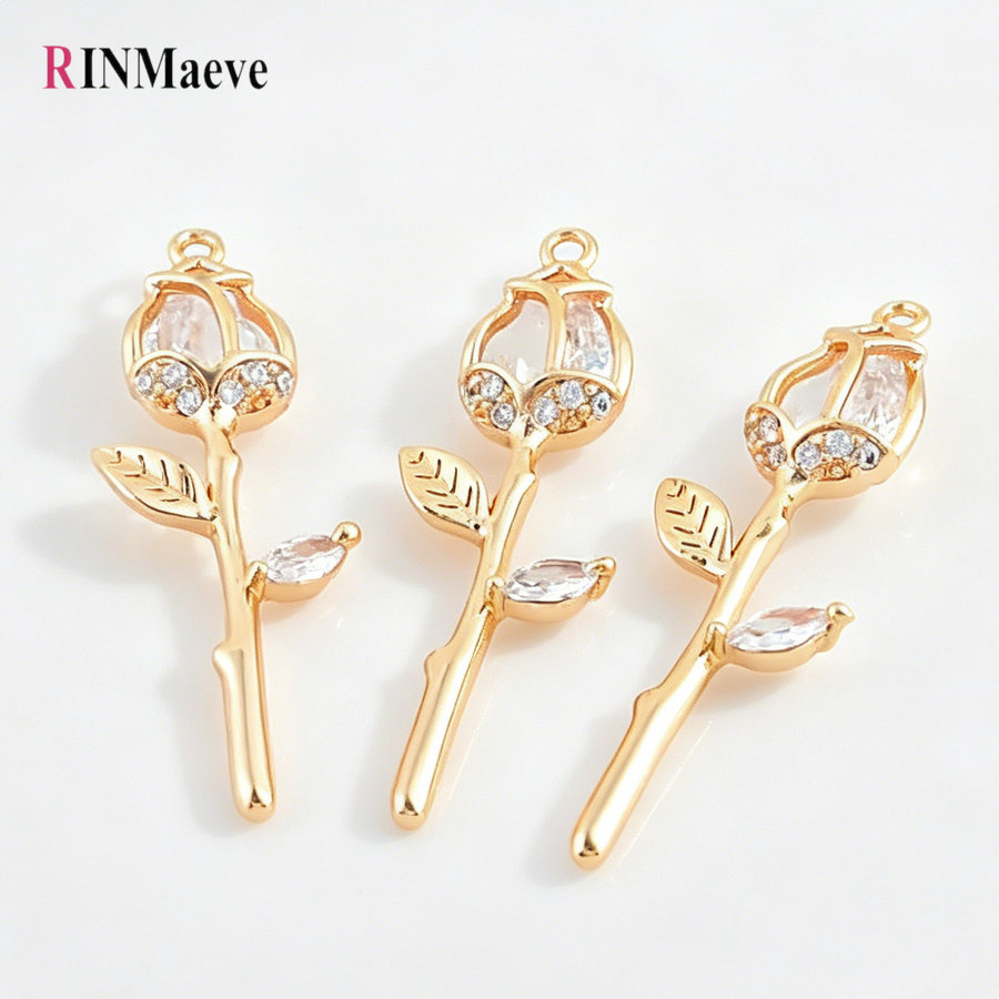 4PCS 9.5*29MM Rose Flower 18K  - Rose Gold Bracelet recension och pris