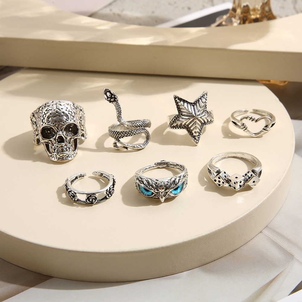 Hiphop Vintage Silver Color Sk - Gothic Skull Ring recension och pris