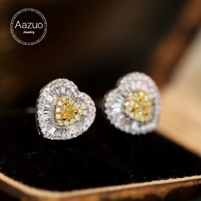 Aazuo Real 18K Solid White Gol - Diamond Stud Earrings recension och pris