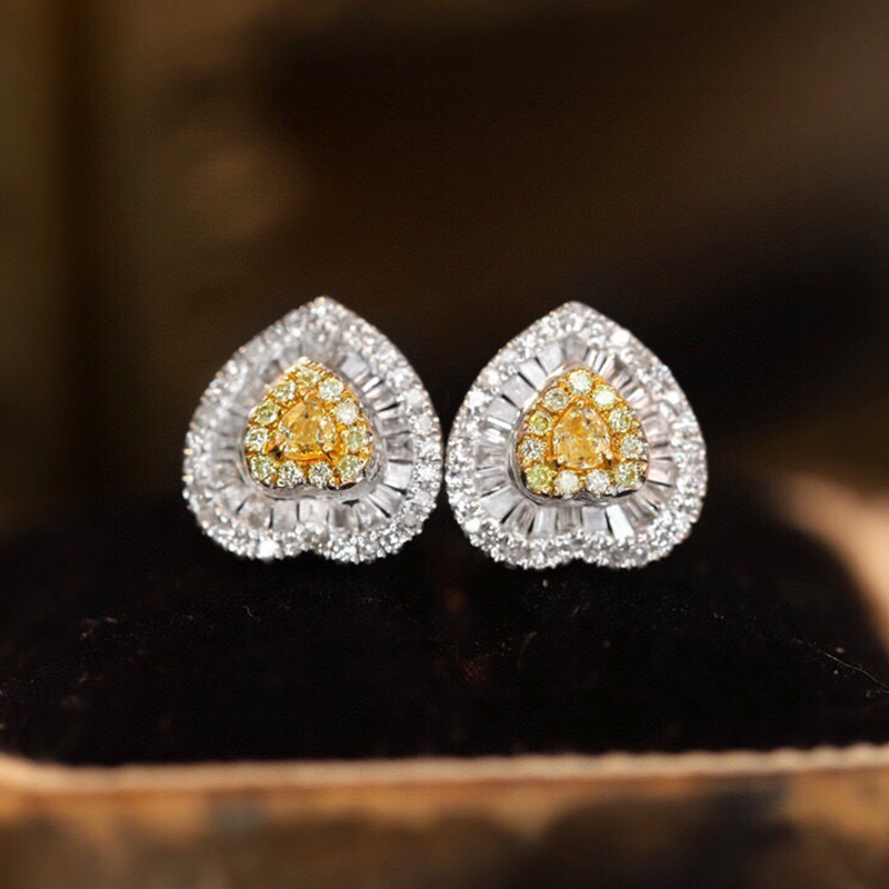 Aazuo Real 18K Solid White Gol - Diamond Stud Earrings recension och pris