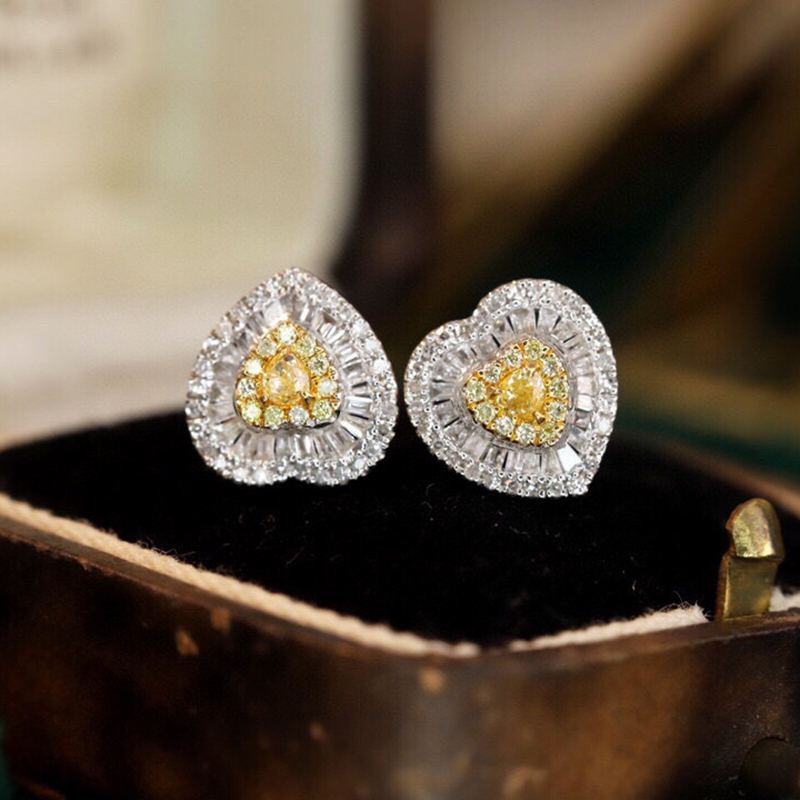 Aazuo Real 18K Solid White Gol - Diamond Stud Earrings recension och pris