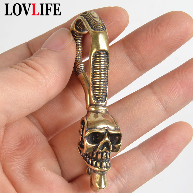 Solid Brass Keychain Skull Hea - Gothic Skull Ring recension och pris