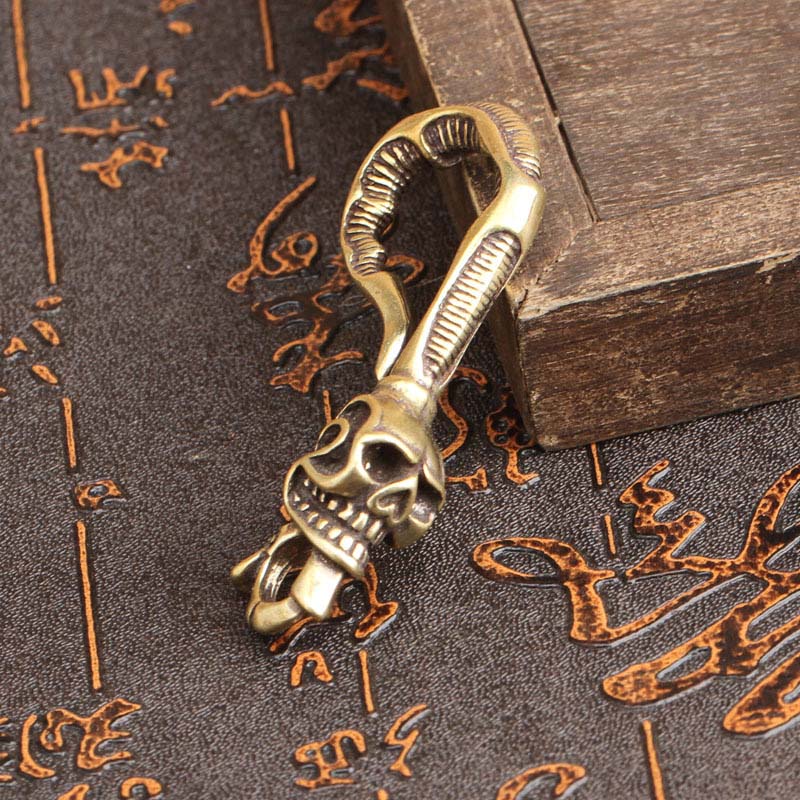 Solid Brass Keychain Skull Hea - Gothic Skull Ring recension och pris
