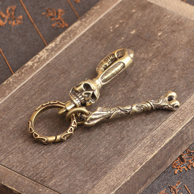 Solid Brass Keychain Skull Hea - Gothic Skull Ring recension och pris