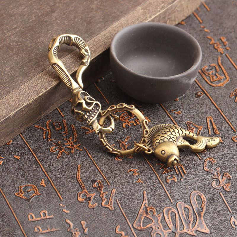 Solid Brass Keychain Skull Hea - Gothic Skull Ring recension och pris